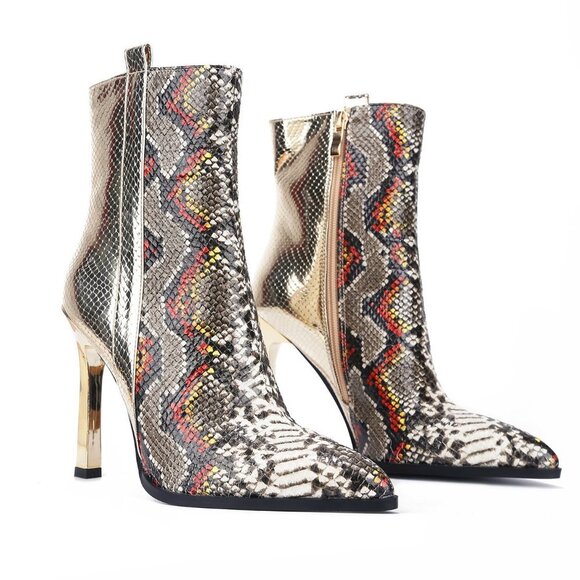 JILLIAN THE CITY BREAKIN SNAKE BLOCK HEEL BOOT - Picture 1 of 6
